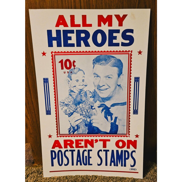 Vintage Poster Howdy Doody Stamp - All my Heroes aren't on Postage Stamps - Picture 1 of 2